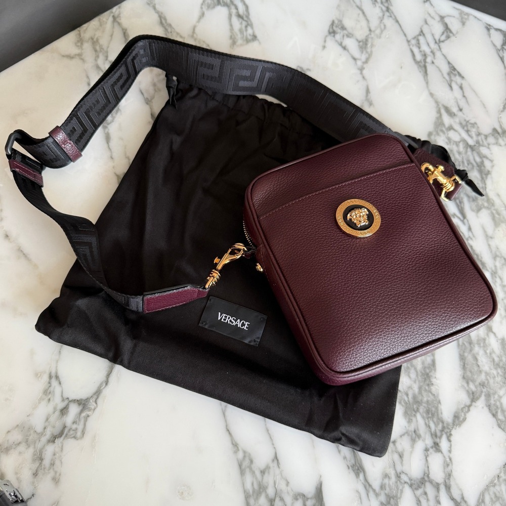 Versace Crossbody Bag Vitello Granato Garnet Oro Medusa Biggie 1002885 Bag - Picture 6 of 16